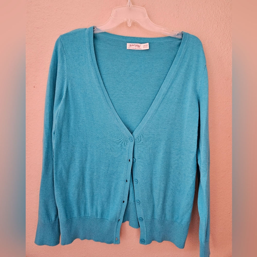 Faded Glory Casual Teal Cardigan  Size Large
